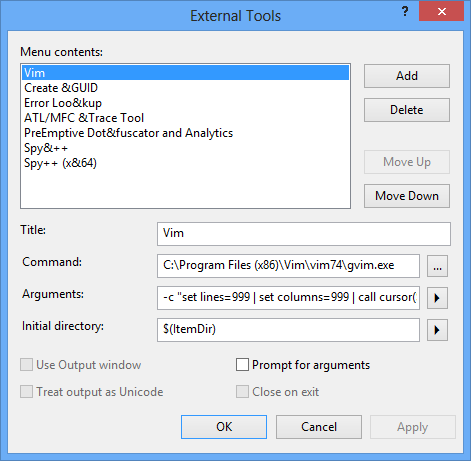 Screenshot - Visual Studio External Tools